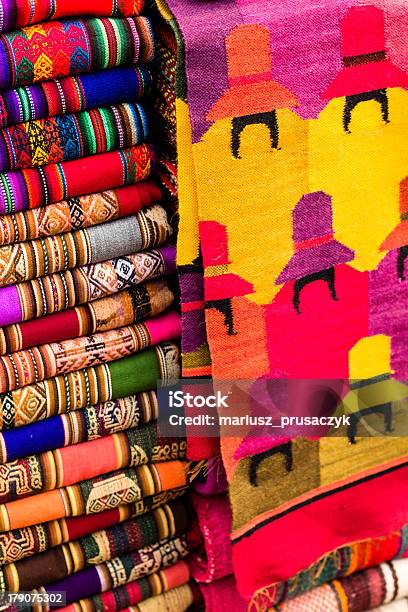 Colorful Fabric At Market In Peru South America Stock Photo - Download Image Now - Humahuaca, Craft, Market - Retail Space