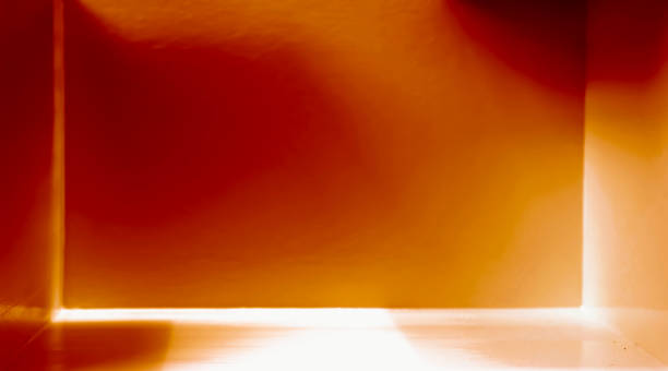 istock Light and shadow in an abstract style roombright orange-red color with empty space 1790754826
