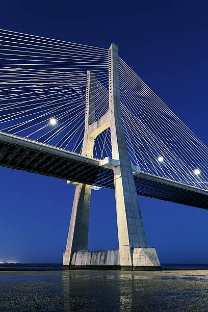 istock vertical view of Vasco da Gama bridge by night 179075755