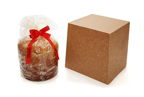 Panettone package stock photo