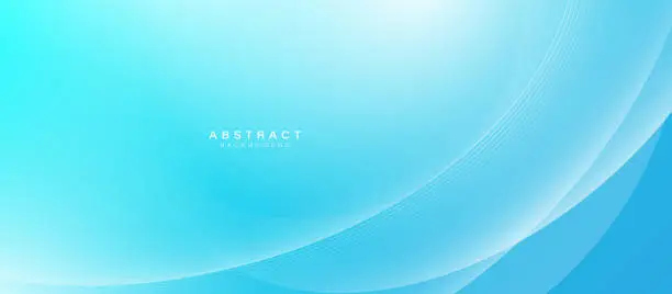 Vector illustration of Blue abstract dynamic line wavy glowing background. Futuristic hi-technology concept. Trendy minimal banner. Vector illustration