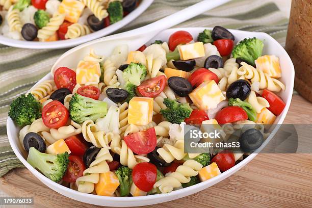 Pasta Salad Stock Photo - Download Image Now - Black Olive, Bowl, Broccoli
