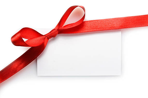 istock Blank gift tag tied with a bow of satin ribbon 179076897