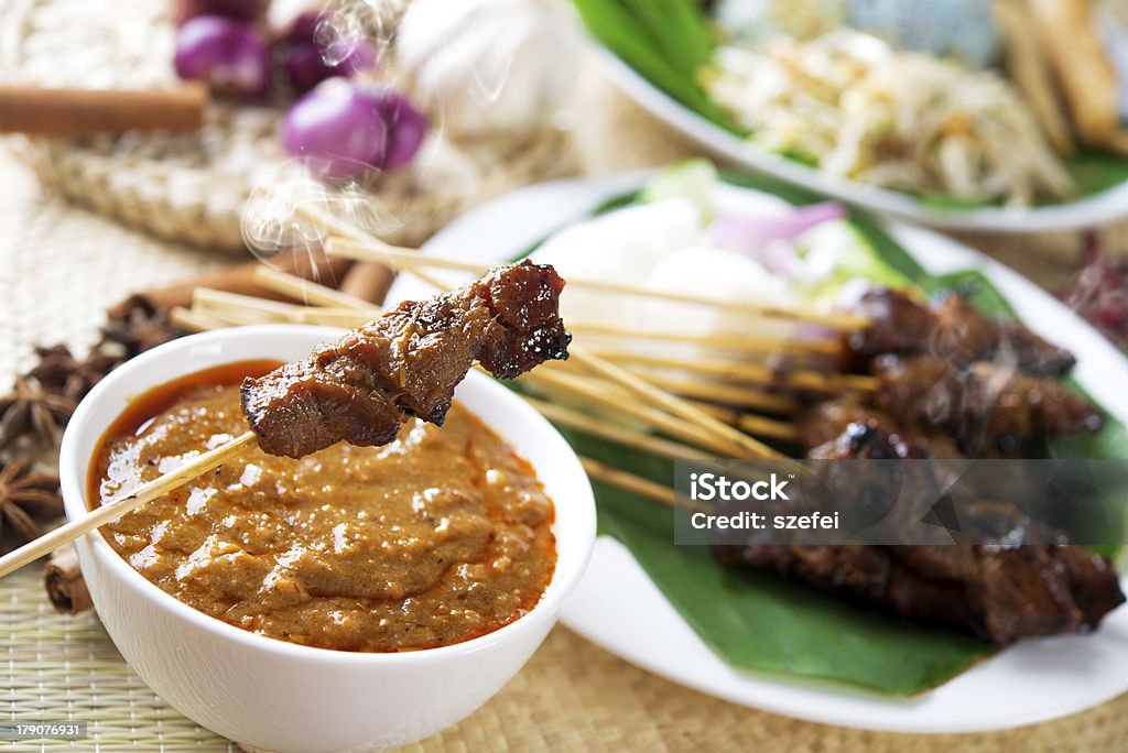 소테 또는 sate - 로열티 프리 말레이시아 꼬치 요리 스톡 사진