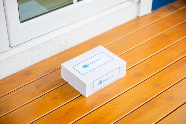 istock Medication package box package first aid shipment from pharmacy hospital 1790770344