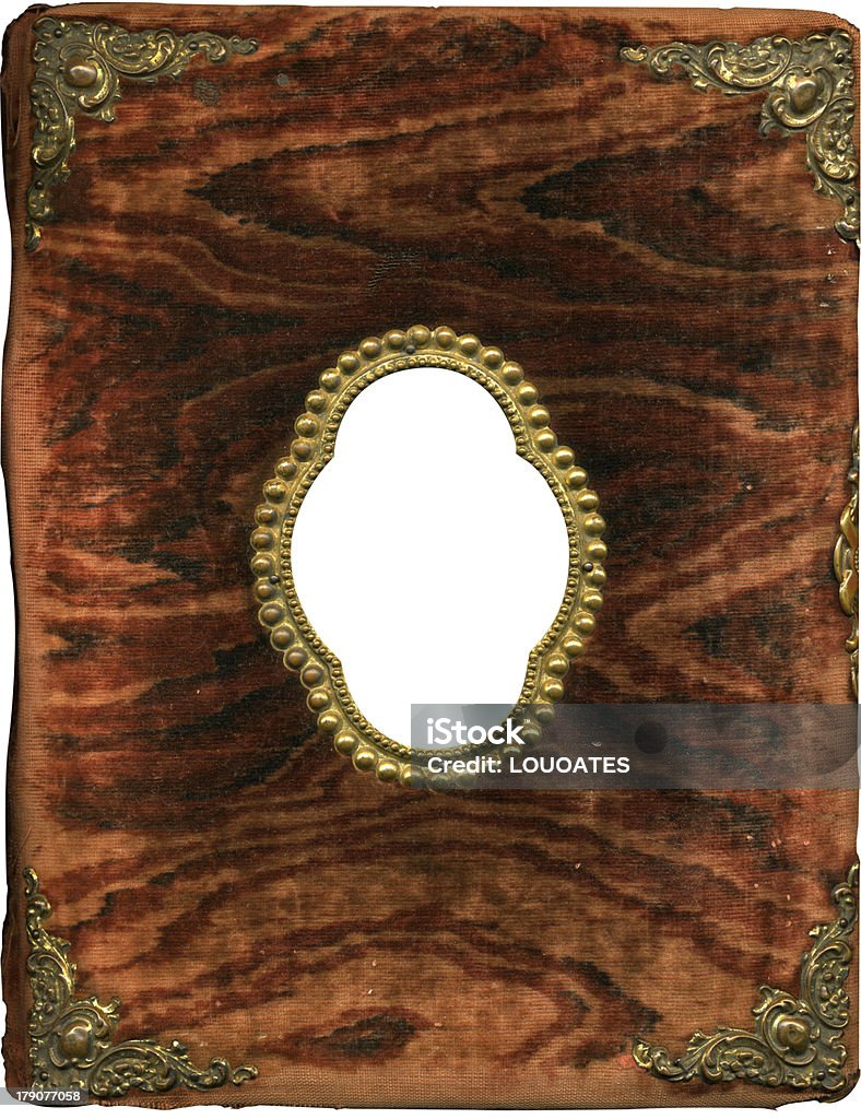 Antique plush album cover Very rare antique album cover with metallic corners and beaded frame. Grunge and wear intact. Hi Res. XXL size. Work path. Just drop in your image. Visit My: Album Cover Stock Photo