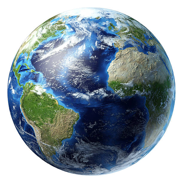 istock Planet Earth with some clouds. Atlantic ocean view. 179077153