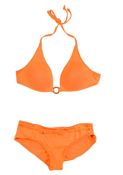 biquíni cor-de-laranja - halter top imagens e fotografias de stock