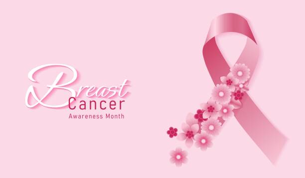 ilustrações, clipart, desenhos animados e ícones de bandeira do mês de conscientização do câncer de mama, com símbolo de fita rosa. conceito de cuidado em saúde - breast cancer awareness ribbon breast cancer ribbon charity and relief work