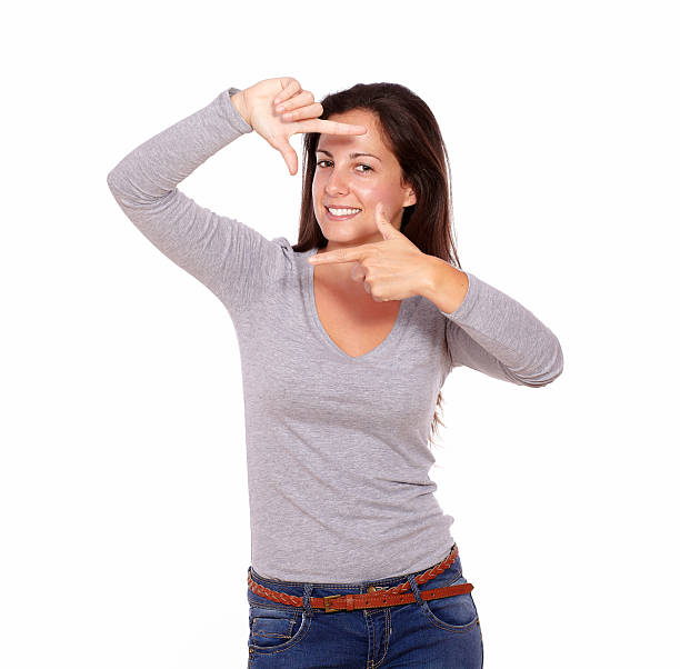 istock Lovely lady making frame with her fingers 179078530