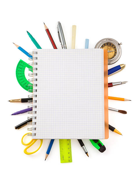 istock school supplies and checked notebook  on white 179079004