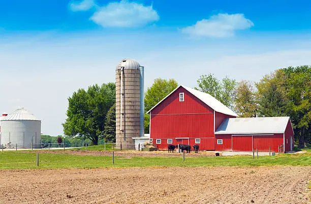 Photo of American Farmland With Blue Cloudy Sky