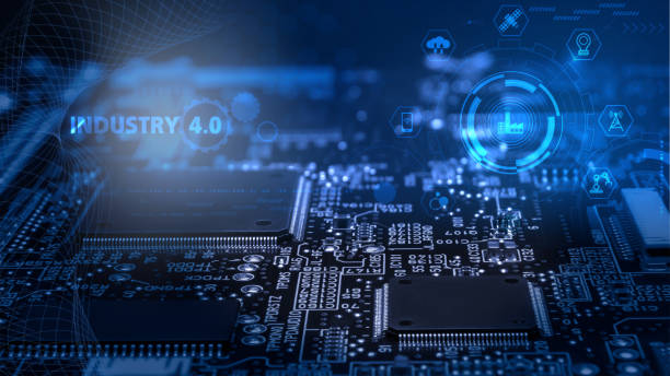 istock Electronic board with surface-mounted IC and passive components close up. Industry 4.0 Industrial Automation Concept 1790802700