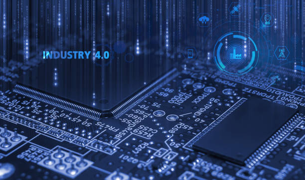 istock Electronic board with surface-mounted IC and passive components close up. Industry 4.0 Industrial Automation Concept 1790802713