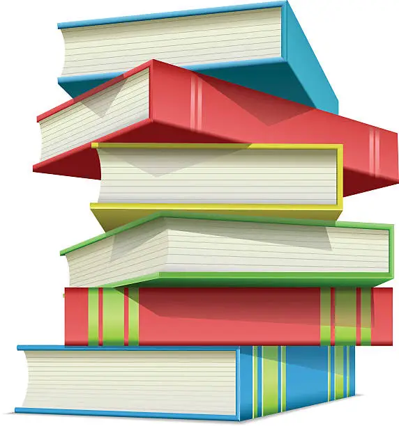 Vector illustration of Stack of multi colored books
