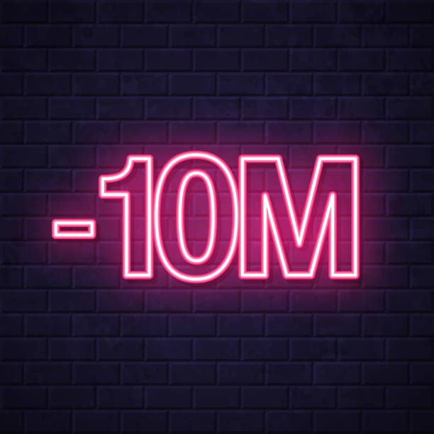 istock -10M, Minus ten million. Glowing neon icon on brick wall background 1790804361