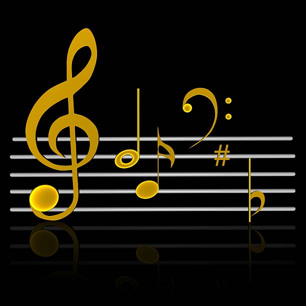 note de musique - treble clef three dimensional shape music jazz photos et images de collection