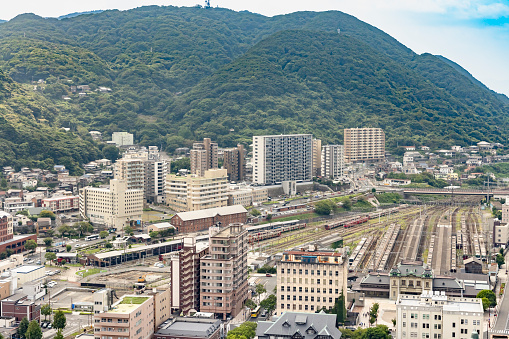 Kitakyushu Moji townscape seen from the top of the tower