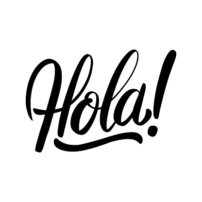 Hola. Lettering phrase isolated on white. Vector illustration