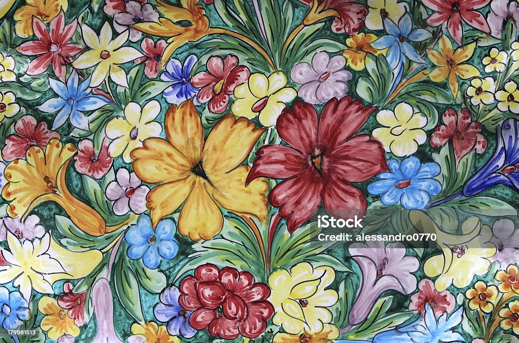 Colorful sicilian pottery Closeup of a traditional colorful sicilian pottery Sicily Stock Photo