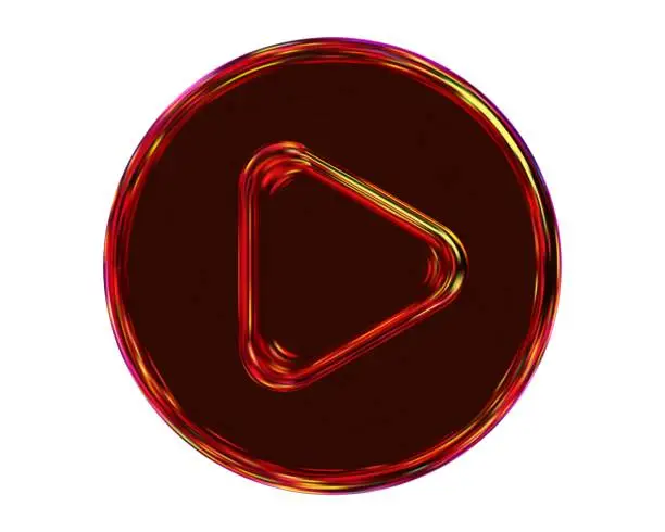 Vector illustration of 3d neon or holographic play button icon. Symbol to watch tv, video, movie,live stream. Stock vector illustration on isolated background.