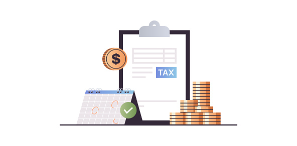 Calculating invoice for tax declaration and income tax return, business invoices concept flat vector illustration.