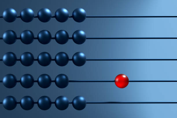 istock Red bead stand out from the blue beads on an abacus. 1790830880