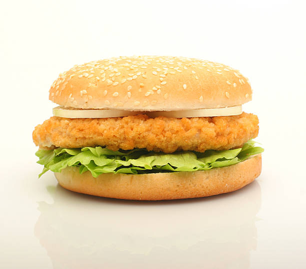 istock Chicken patty with lettuce and onion on a seeded bun 179083314