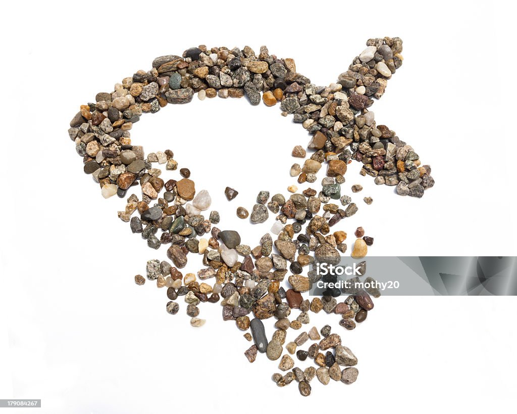 Gravel Ichthus An ichthus made of pebbles is either forming or collapsing. Baptist Stock Photo