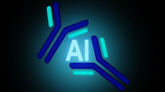 generative AI technology can engineer, simulate and predict the behavior of antibodies 3D rendering