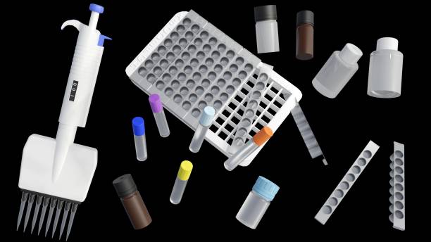 kit isolati per il test di immunoassorbimento enzimatico (elisa) strisce di piastre rimovibili, - multi channel pipette foto e immagini stock