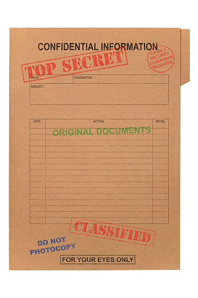 Top Secret Confidential file "A manila file with various security stamps upon it, isolated on white with clipping path." classified ad stock pictures, royalty-free photos & images