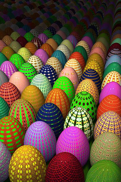 colored easter eggs stock photo