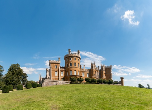 Grantham, United Kingdom – August 10, 2023: A majestic view of Belvoir Castle in Grantham, England, United Kingdom.