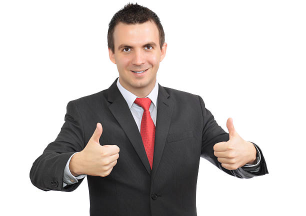 istock Cheerful businessman gesture show OK!  Isolated. 179085291