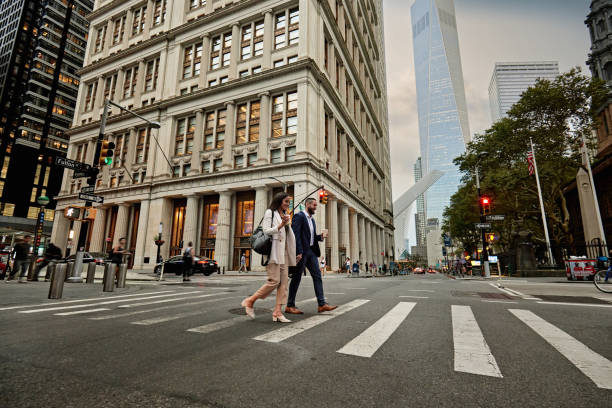 istock Smiling New York business people walking together after work 1790854239