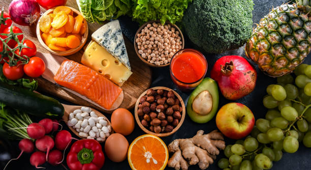 istock Food products representing the nutritarian diet 1790862269
