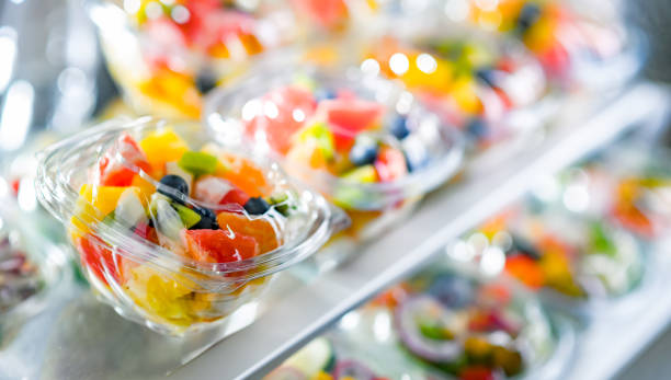 istock Boxes with pre-packaged fruit salads in a commercial fridge 1790868144