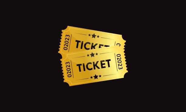황금 티켓 아이콘, 영화 쇼 티켓 벡터 아이콘, 플랫 스타일의 영화 또는 영화 티켓, 하나의 쿠폰 입구 허용 - ticket ticket stub red movie ticket stock illustrations