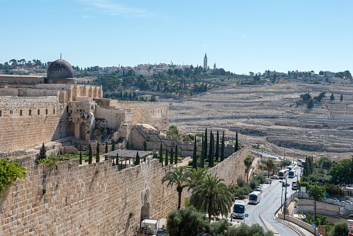 Jerusalem, Israel - May 18: The historical city of Jerusalem is subject of daily conflicts between the Jewish and Palestinian population of the city
