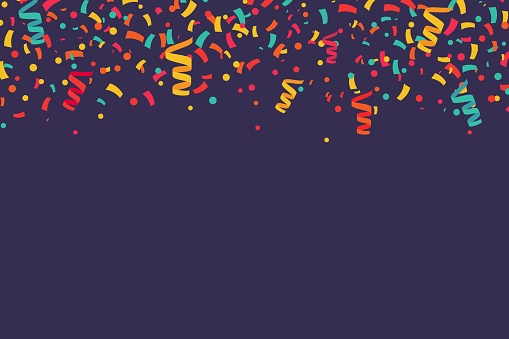 Confetti falling from the top explosion festive vector banner. Happy day celebration background vector illustration.