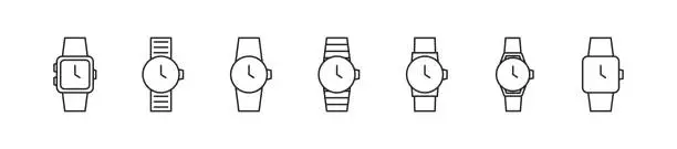 Vector illustration of Wristwatch, handwatch, smartwatch icon set. Vector EPS 10