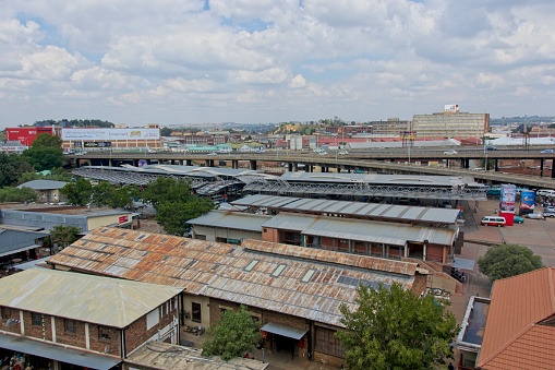 Johannesburg, South Africa - March 19, 2017: View of the Faraday street traditional medicine market in Johannesburg