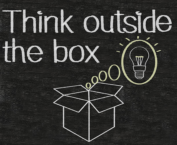 istock think outside the box written on blackboard background 179089938