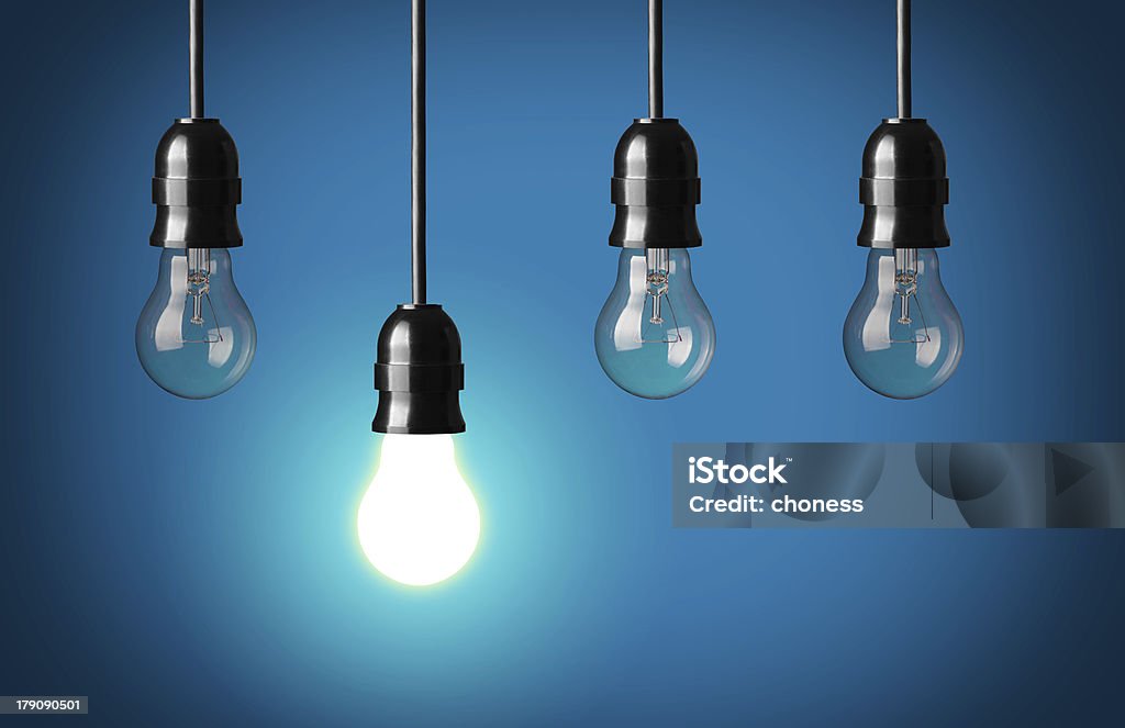 got idea Idea concept with light bulbs on blue background Cable Stock Photo