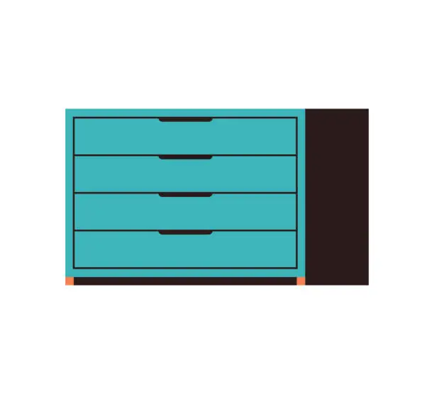Vector illustration of Furniture cabinet and home drawer.
