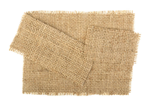 istock pieces of burlap on a white background, isolated 1790907104