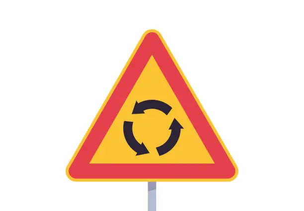 Vector illustration of Roundabout traffic road sign and traffic signs on city road transportation.