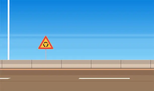 Vector illustration of Roundabout traffic road sign and traffic signs on city road transportation.