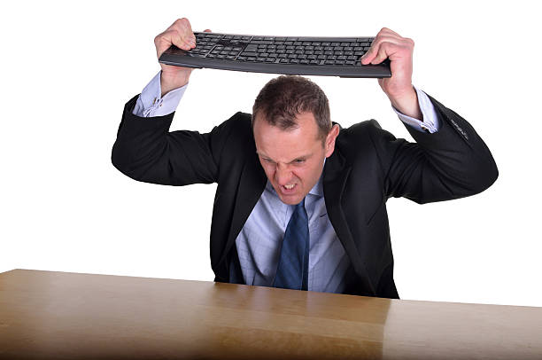keyboard frustration stock photo